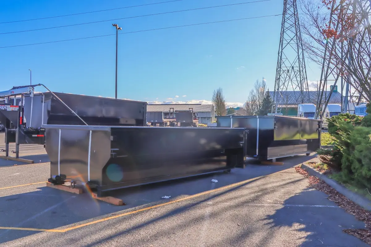 Roll-off dumpster ready for waste disposal at job site for 6 Yard Dumpster Rental in Colonial Heights